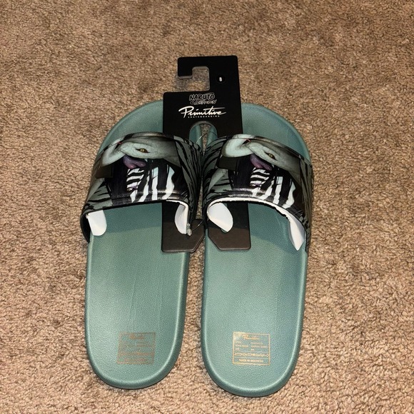 Primitive x Naruto Serpent Slides Sage Green‎ Anime Mens Size 8 - Picture 3 of 7